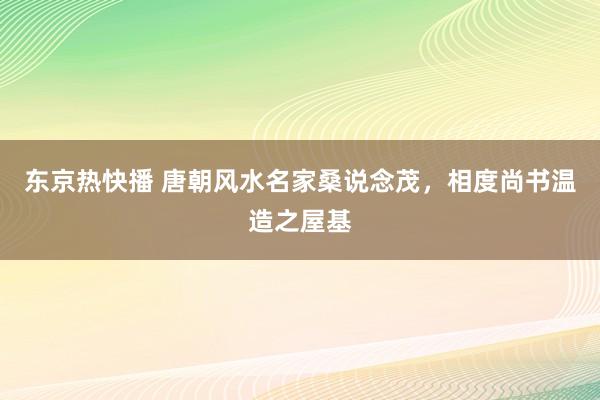 东京热快播 唐朝风水名家桑说念茂，相度尚书温造之屋基