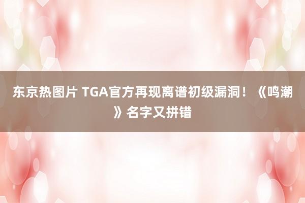 东京热图片 TGA官方再现离谱初级漏洞！《鸣潮》名字又拼错
