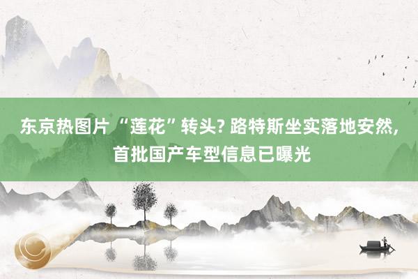 东京热图片 “莲花”转头? 路特斯坐实落地安然， 首批国产车型信息已曝光