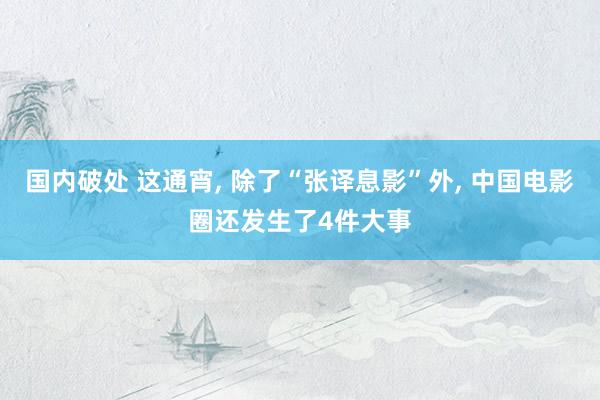 国内破处 这通宵， 除了“张译息影”外， 中国电影圈还发生了4件大事